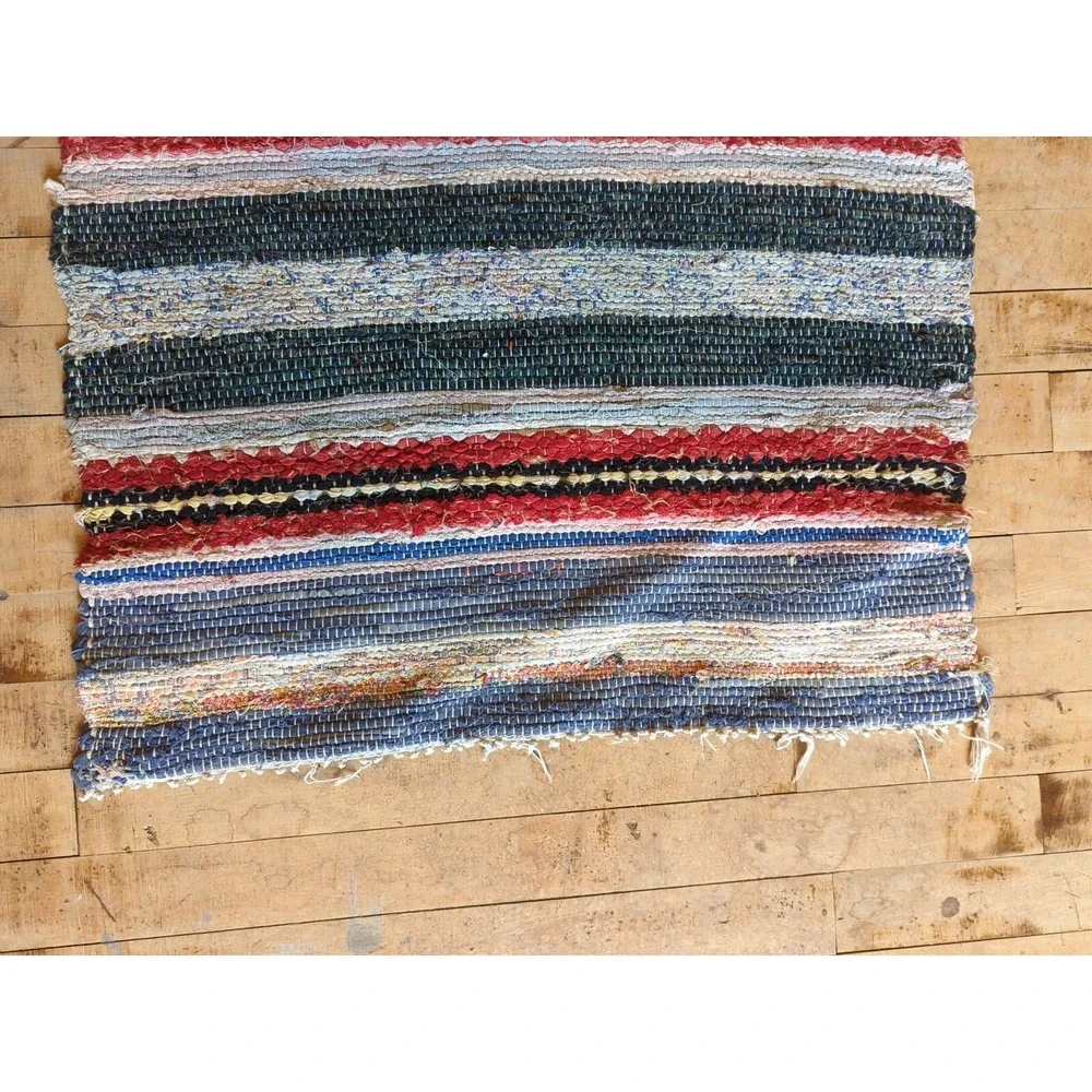 Antique Imported Swedish Hand‎ Made Rag Rug Runner (135